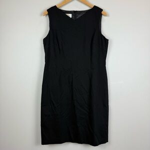 Talbots Sheath Dress Women's 12 Petites Black Stretch V-Neck Sleeveless Career